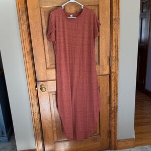 Rust Red Casual Maxi Dress